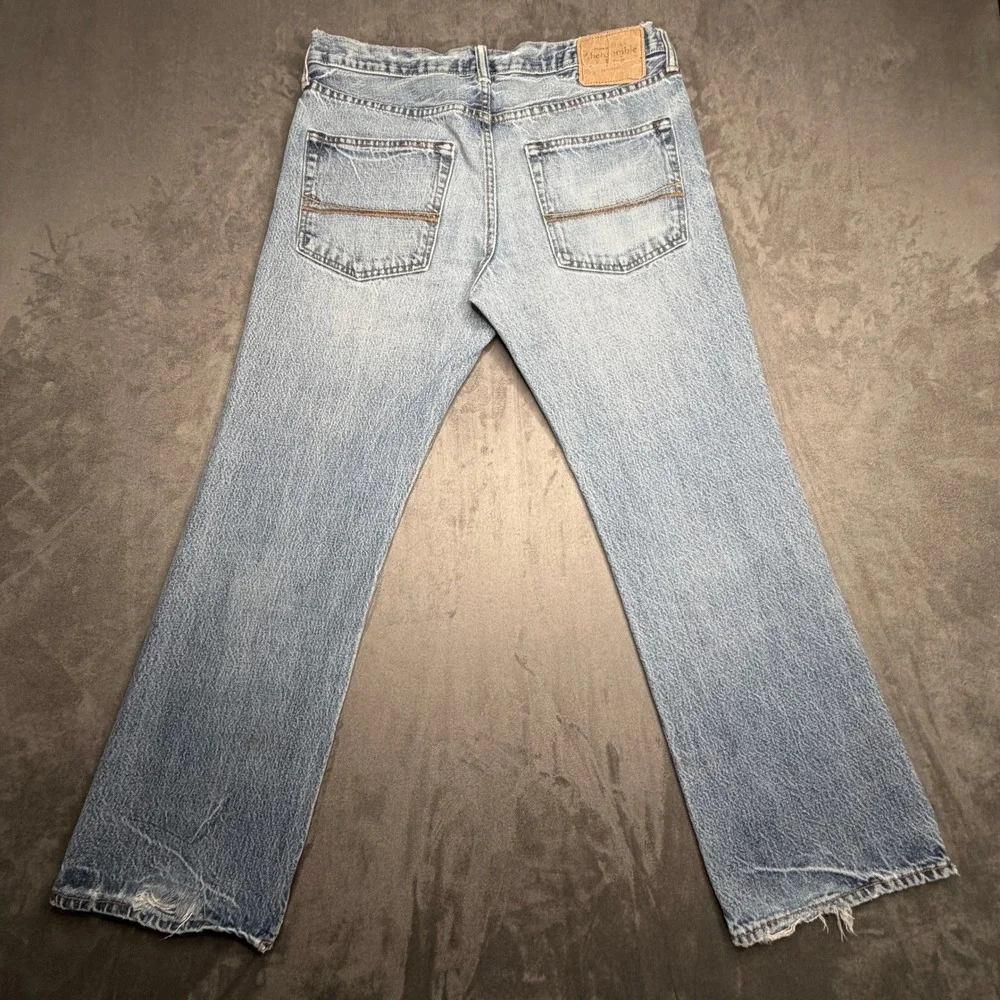 Abercrombie & Fitch Jeans Mens 31x30 Blue Light Wash Distressed Straight Leg Y2K